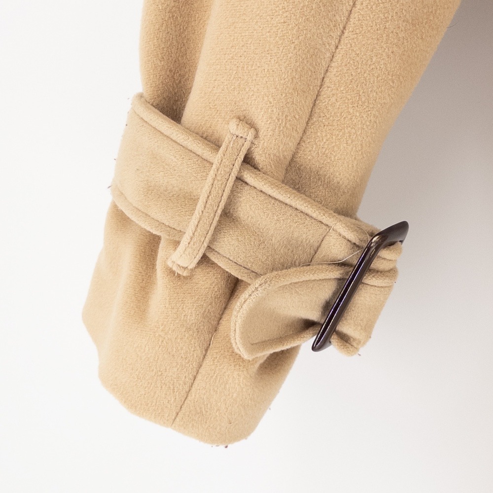 Burberry Women's XL Double Breasted Coat Camel Tan Pleated Designer Trench Wool - Picture 3 of 13